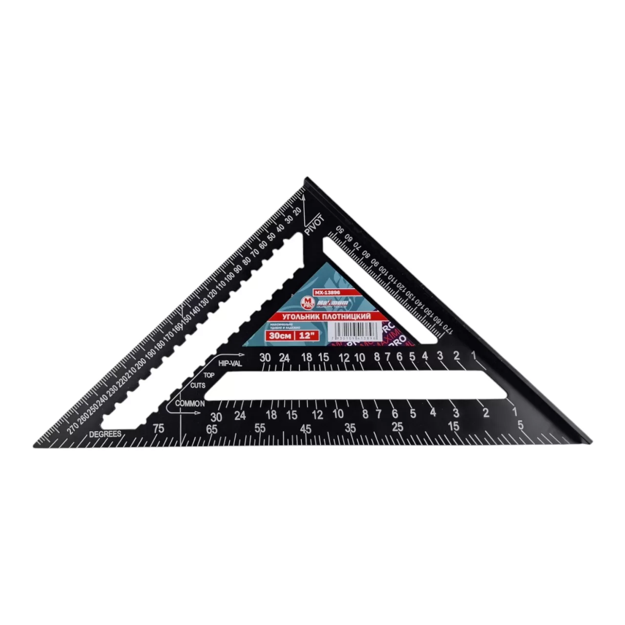 Угольник плотницкий 300 мм, 12", алюминиевый, метрический, "MAXIMUM" MX 13896