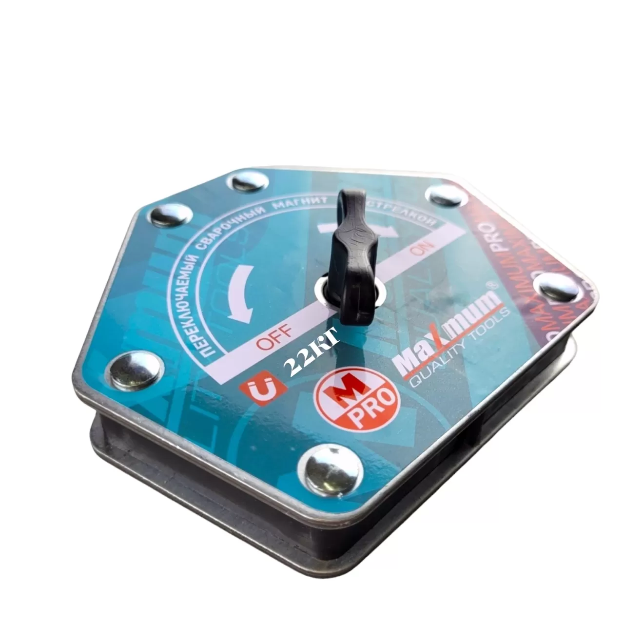 Магнитный уголок для сварки с переключателем 22 кг, шестиугольник, "MAXIMUM" MX 09608